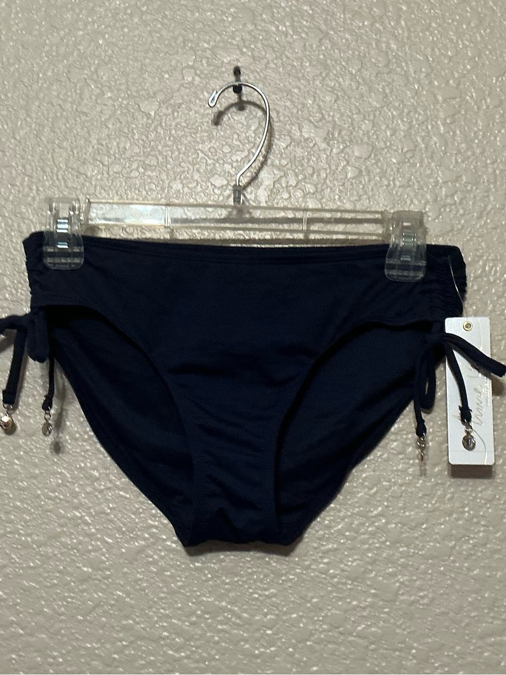 Anne Cole Navy Ruched Side-Tie Bikini Bottoms